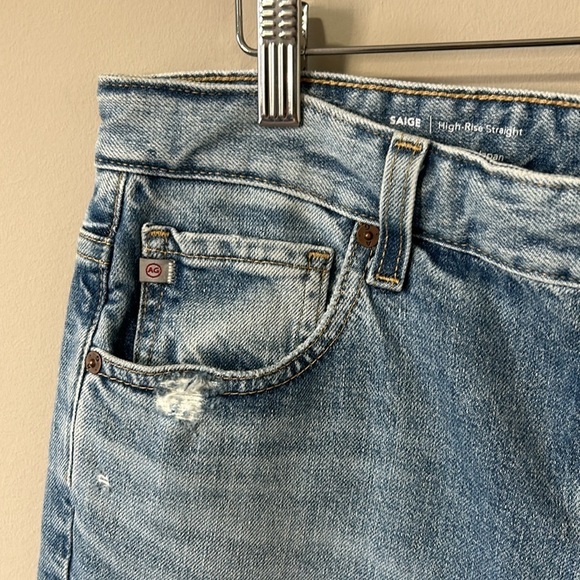 AG Adriano Goldschmied Saige High Rise Straight Leg Jean Medium Wash Sz 31 NEW - Picture 5 of 15